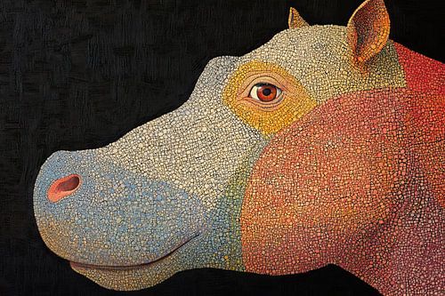 Portrait d'hippopotame coloré