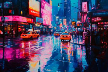 Neon stad nacht van Poster Art Shop