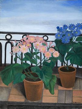 Balkon met bloemen (Cineraria's), Gustave Van de Woestyne