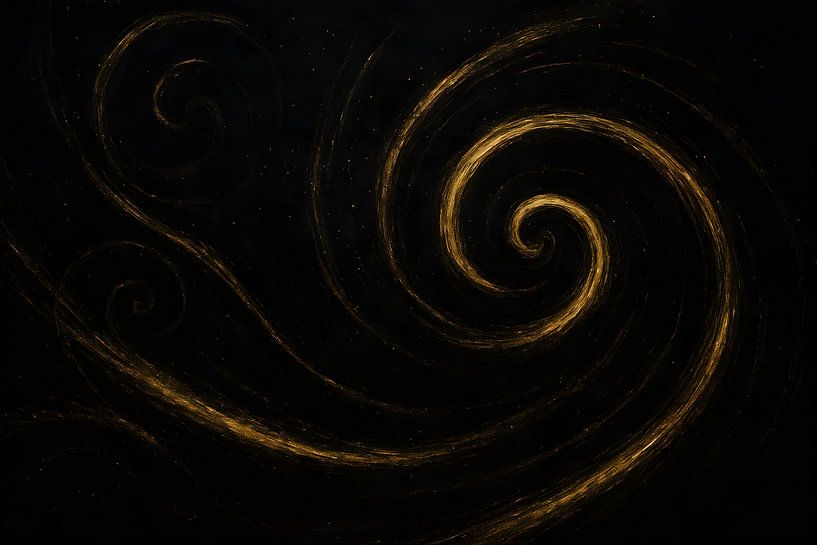 Ruisseaux d'or | Peinture or noir | Peinture ciel étoilé par AiArtLand