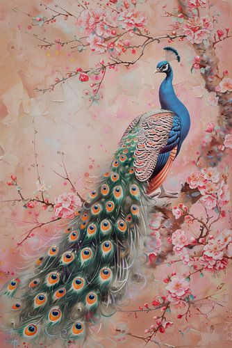 Peacock in blossom