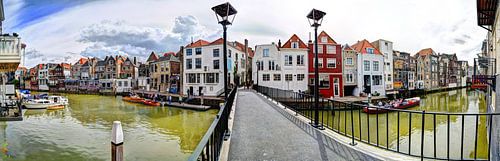 Dordrecht Wijnhaven vanaf Nieuwbrug Nederland Panorama