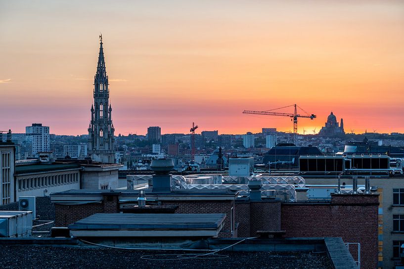 Brussels Old Town, Belgium - Golden hour cityscape with the town by Werner Lerooy