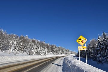 Une route de campagne en hiver sur Claude Laprise