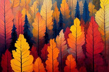 Bos in herfstkleuren van Bert Nijholt