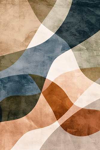Abstracte Harmonie in Blauw en Bruin