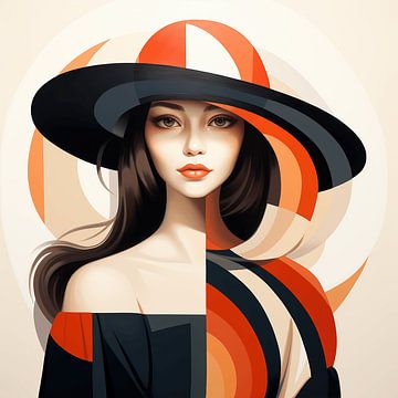 Vrouw in een gestreepte hoed van Art Lovers