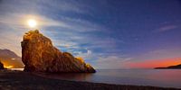 Night landscape (sunset), a dark blue nest with stars, a red streak of evening dawn and a huge cloak by Michael Semenov thumbnail