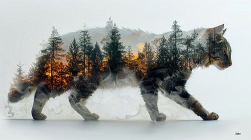 multiple exposure tussen dier en natuur