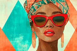 Moderne Schönheit mit roter Brille von Poster Art Shop