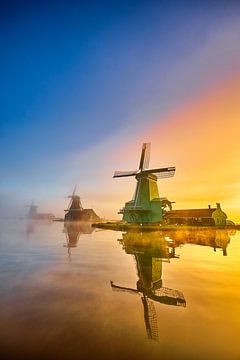Windmills on the Zaanse Schans by Peter de Jong
