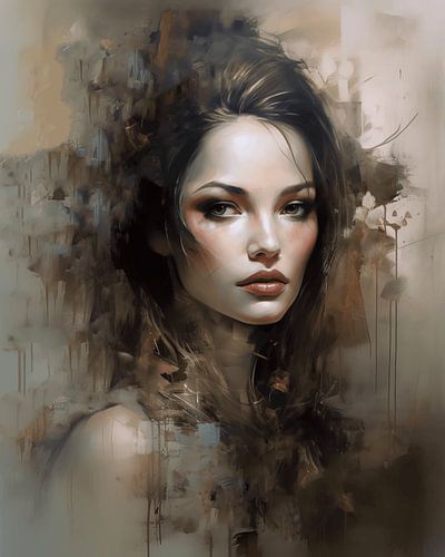 Modernes und abstraktes Porträt in Erdtönen