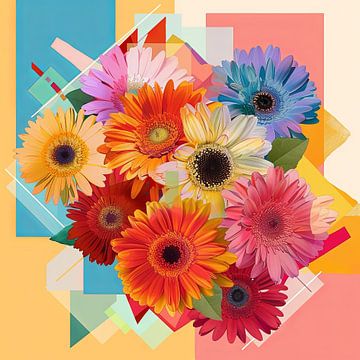 Gerberabloemen - levendige bloemen in een modern ontwerp van Poster Art Shop