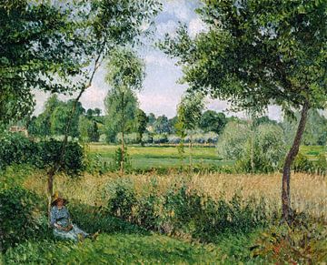 Camille Pissarro,Ochtend Zonlicht Effect bij Eragny