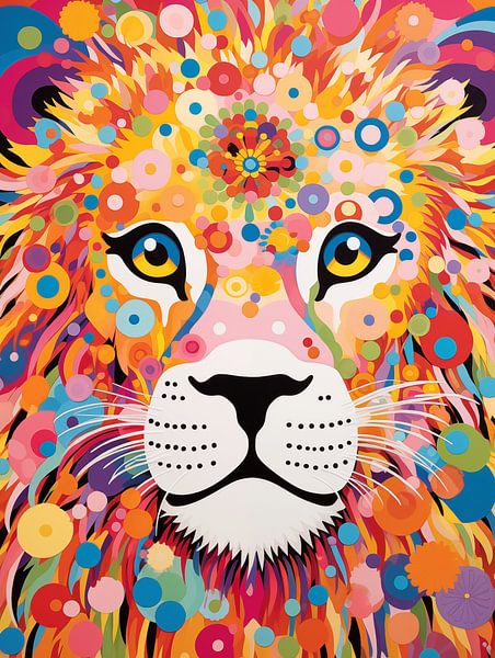 Flower Power Hippie Lion | Pop Art by Frank Daske | Foto & Design