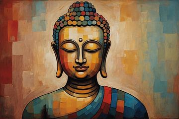 Bouddha style Paul Klee sur De Muurdecoratie