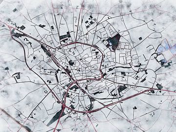 Kaart van Tienen in de stijl 'White Winter' van Maporia