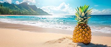 Ananas sur la plage - Paradis tropical sur Poster Art Shop
