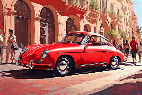 Rode Porsche 356