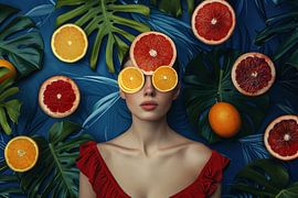 Porträt Frau mit Obst