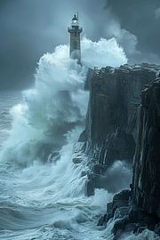 Majestic lighthouse, engulfed by stormy seas by Poster Art Shop
