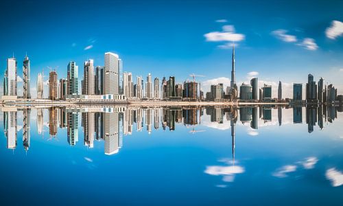 Dubai Business Bay Panorama with reflection by Jean Claude Castor