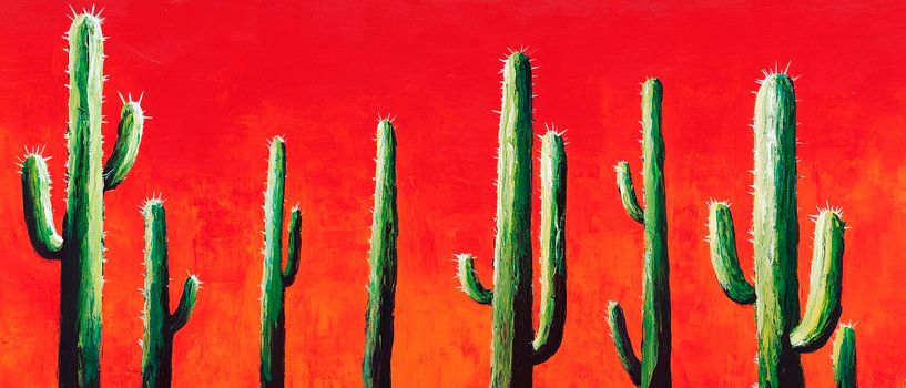 Cactus landscape at sunset by Poster Art Shop