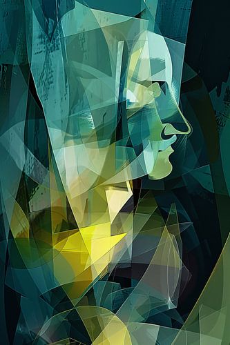 Abstracte digitale kunst van gezicht en vormen