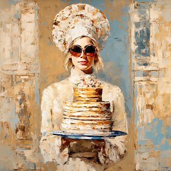 Porträt mit Geburtstagstorte