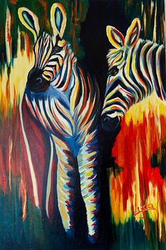 Kleurrijke zebra's koele tint van Lyda Geeratz