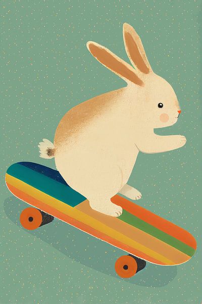 Bunny On Skateboard by Treechild