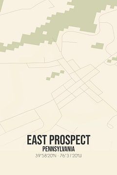 Vintage landkaart van East Prospect (Pennsylvania), USA. van Rezona