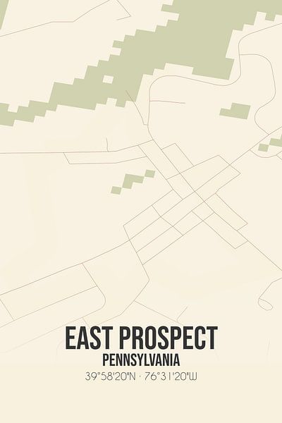 Alte Karte von East Prospect (Pennsylvania), USA. von Ortsdrucke