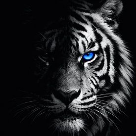 Blauwe oogtijger in donker contrast van Dodik Hariyono