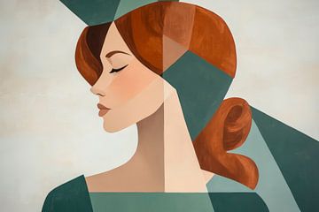 Geometric portrait of a woman in soft colours by Poster Art Shop