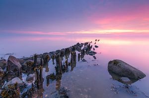 Zonsondergang boven het wad van Menno Bakker