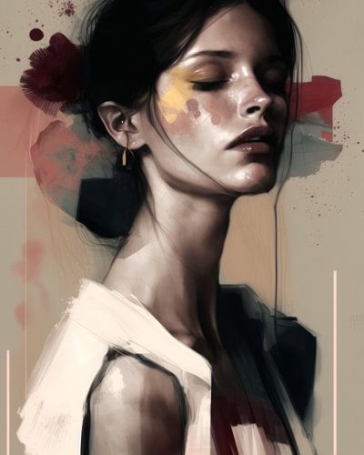 Portrait abstrait aux couleurs pastel