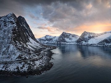 Sunset over the fjords by Erel Turkay