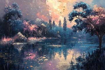 Betoverend Meerlandschap | Enchanted Waters Glow van Abstract Schilderij