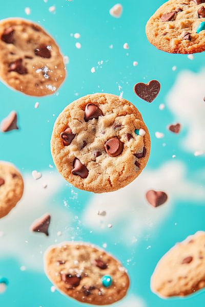 Chocolate biscuits in flight over the sky by Poster Art Shop