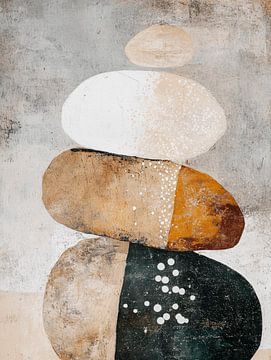 Gestapelde stenen, Japandi stijl van Japandi Art Studio