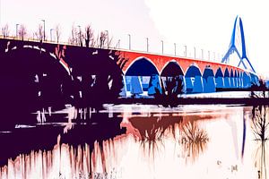 De brug De Oversteek over de Waal bij Nijmegen