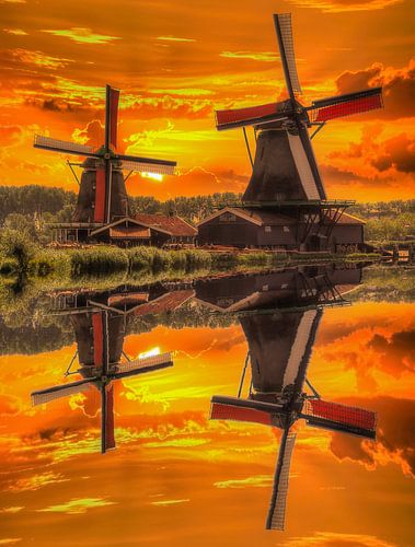 Wasserreflexion, Zaanse Schans, Niederlande