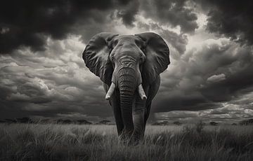 Majestueuze olifant, zwart en wit van fernlichtsicht