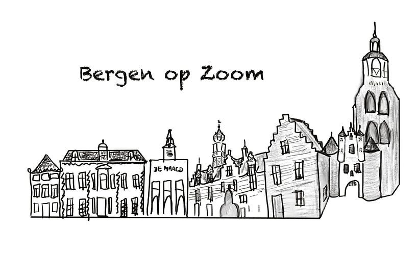 Skyline van Bergen op Zoom van MishMash van Heukelom
