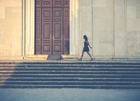 Walking along the church