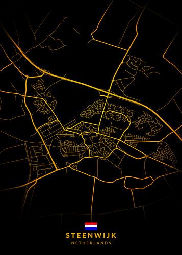 Steenwijk Stadsplattegrond Modern Zwartgoud