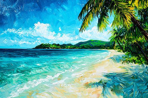 Tropisch strand met blauwe zee