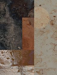 Modern kunstwerk met vintage achtergrond en vlakken in aardkleuren