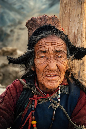 Portret van Man bij Klooster Lamayuru, Ladakh ,India